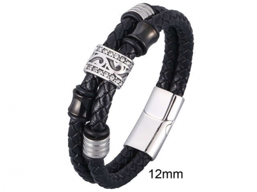 BC Jewelry Wholesale Leather And Stainless Steel Bracelet Jewelry NO.#SJ13B1026