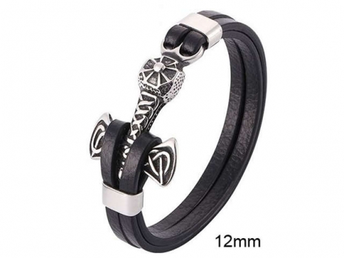 BC Jewelry Wholesale Leather And Stainless Steel Bracelet Jewelry NO.#SJ13B0906