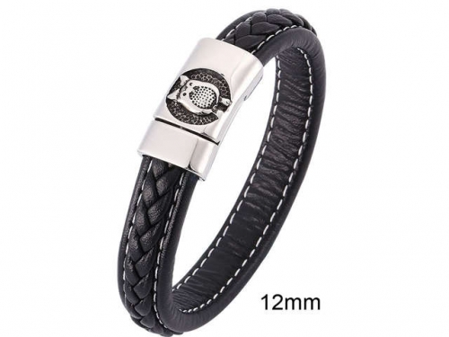 BC Jewelry Wholesale Leather And Stainless Steel Bracelet Jewelry NO.#SJ13B1009