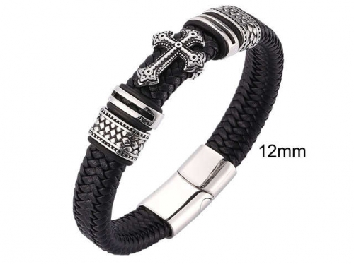 BC Jewelry Wholesale Leather And Stainless Steel Bracelet Jewelry NO.#SJ13B0939