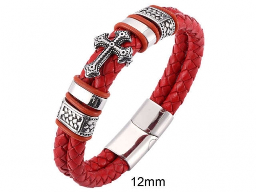 BC Jewelry Wholesale Leather And Stainless Steel Bracelet Jewelry NO.#SJ13B0890