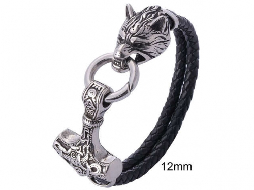 BC Jewelry Wholesale Leather And Stainless Steel Bracelet Jewelry NO.#SJ13B0653