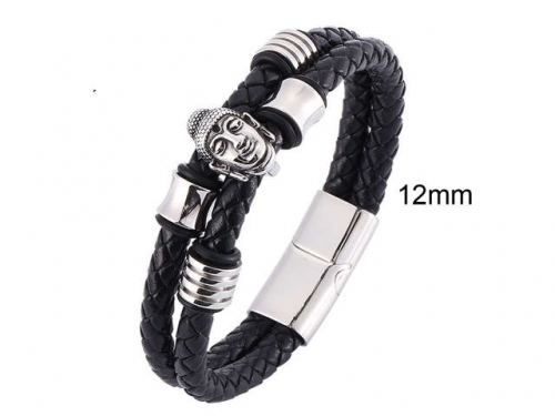 BC Jewelry Wholesale Leather And Stainless Steel Bracelet Jewelry NO.#SJ13B1024