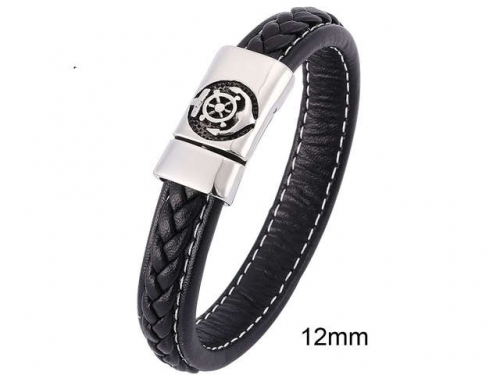 BC Jewelry Wholesale Leather And Stainless Steel Bracelet Jewelry NO.#SJ13B1012