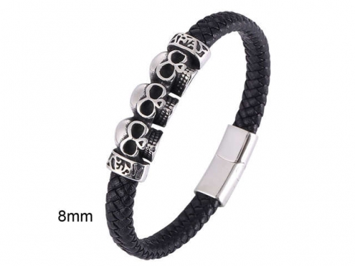 BC Jewelry Wholesale Leather And Stainless Steel Bracelet Jewelry NO.#SJ13B0635