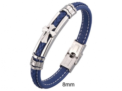 BC Jewelry Wholesale Leather And Stainless Steel Bracelet Jewelry NO.#SJ13B0750