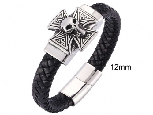 BC Jewelry Wholesale Leather And Stainless Steel Bracelet Jewelry NO.#SJ13B1079