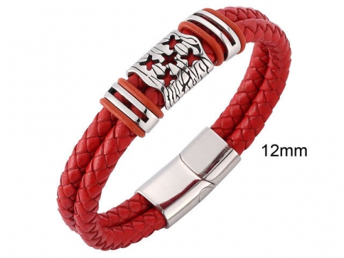 BC Jewelry Wholesale Leather And Stainless Steel Bracelet Jewelry NO.#SJ13B1146