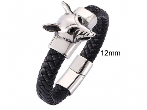 BC Jewelry Wholesale Leather And Stainless Steel Bracelet Jewelry NO.#SJ13B1077