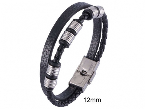 BC Jewelry Wholesale Leather And Stainless Steel Bracelet Jewelry NO.#SJ13B0685