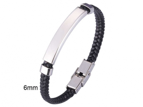 BC Jewelry Wholesale Leather And Stainless Steel Bracelet Jewelry NO.#SJ13B0665