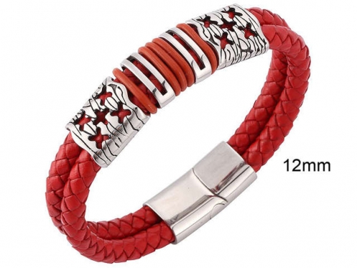 BC Jewelry Wholesale Leather And Stainless Steel Bracelet Jewelry NO.#SJ13B1144