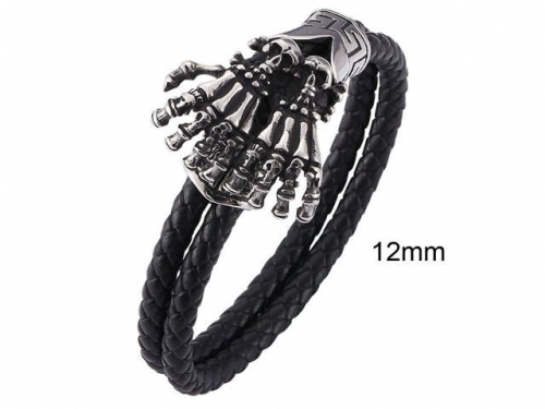 BC Jewelry Wholesale Leather And Stainless Steel Bracelet Jewelry NO.#SJ13B1083