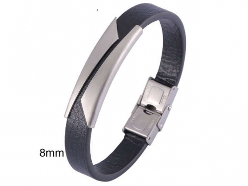 BC Jewelry Wholesale Leather And Stainless Steel Bracelet Jewelry NO.#SJ13B0656