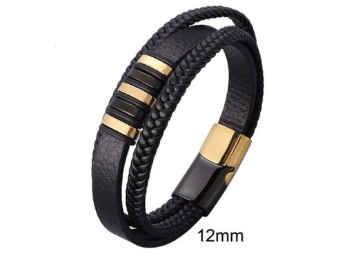 BC Jewelry Wholesale Leather And Stainless Steel Bracelet Jewelry NO.#SJ13B0812