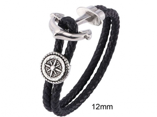 BC Jewelry Wholesale Leather And Stainless Steel Bracelet Jewelry NO.#SJ13B1070