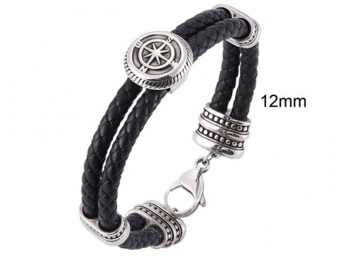 BC Jewelry Wholesale Leather And Stainless Steel Bracelet Jewelry NO.#SJ13B1075
