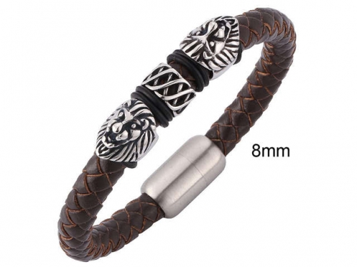 BC Jewelry Wholesale Leather And Stainless Steel Bracelet Jewelry NO.#SJ13B1125