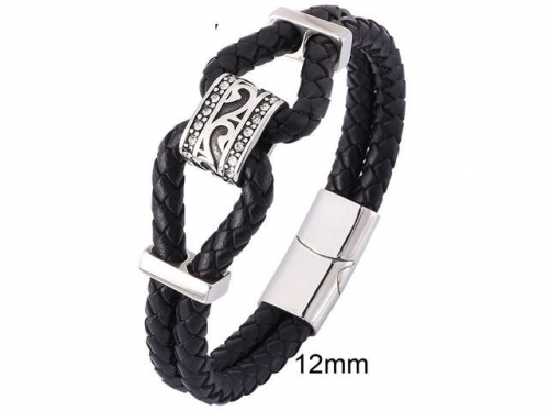 BC Jewelry Wholesale Leather And Stainless Steel Bracelet Jewelry NO.#SJ13B0991
