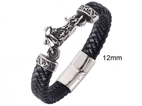 BC Jewelry Wholesale Leather And Stainless Steel Bracelet Jewelry NO.#SJ13B1150
