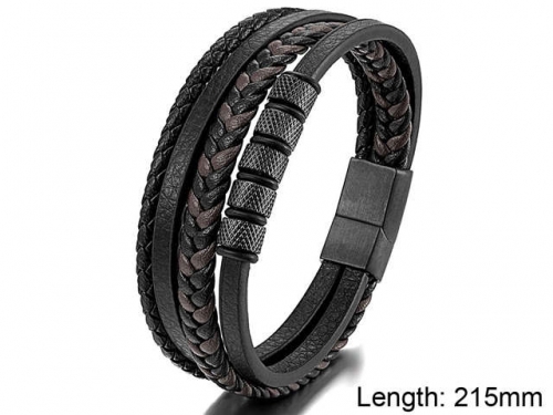 BC Jewelry Wholesale Leather And Stainless Steel Bracelet Jewelry NO.#SJ104B014
