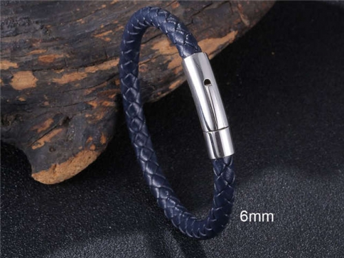 BC Jewelry Wholesale Leather And Stainless Steel Bracelet Jewelry NO.#SJ13B0576