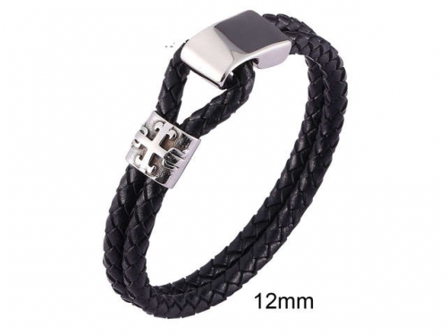 BC Jewelry Wholesale Leather And Stainless Steel Bracelet Jewelry NO.#SJ13B0881