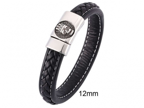 BC Jewelry Wholesale Leather And Stainless Steel Bracelet Jewelry NO.#SJ13B1011