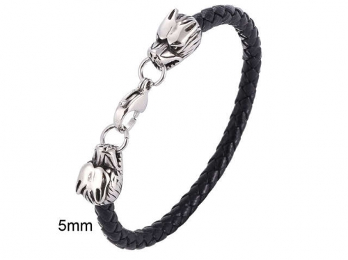 BC Jewelry Wholesale Leather And Stainless Steel Bracelet Jewelry NO.#SJ13B0734