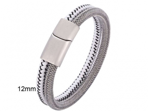 BC Jewelry Wholesale Leather And Stainless Steel Bracelet Jewelry NO.#SJ13B0746