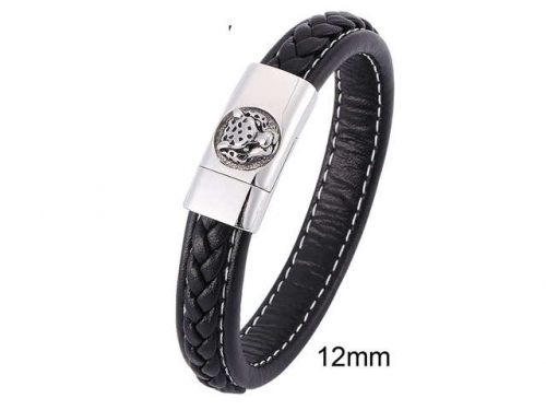 BC Jewelry Wholesale Leather And Stainless Steel Bracelet Jewelry NO.#SJ13B0946