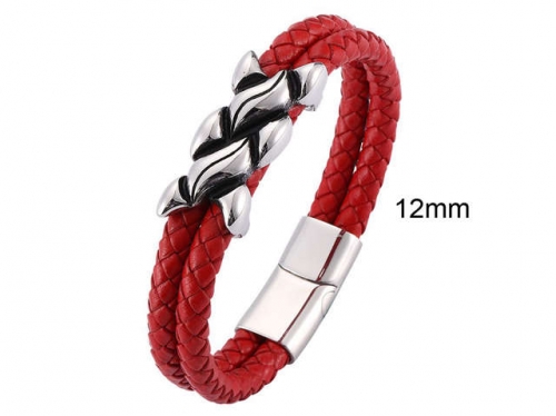 BC Jewelry Wholesale Leather And Stainless Steel Bracelet Jewelry NO.#SJ13B1136