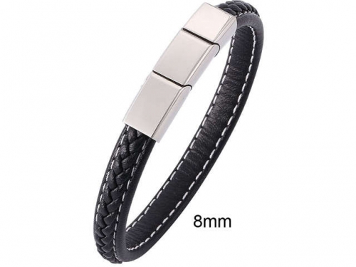BC Jewelry Wholesale Leather And Stainless Steel Bracelet Jewelry NO.#SJ13B1135
