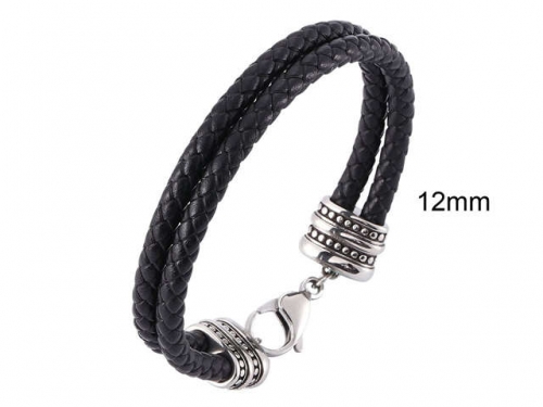 BC Jewelry Wholesale Leather And Stainless Steel Bracelet Jewelry NO.#SJ13B1074