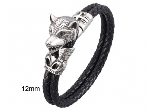 BC Jewelry Wholesale Leather And Stainless Steel Bracelet Jewelry NO.#SJ13B0661