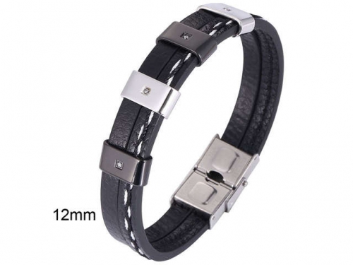 BC Jewelry Wholesale Leather And Stainless Steel Bracelet Jewelry NO.#SJ13B0647