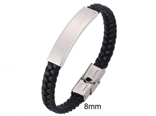 BC Jewelry Wholesale Leather And Stainless Steel Bracelet Jewelry NO.#SJ13B0901