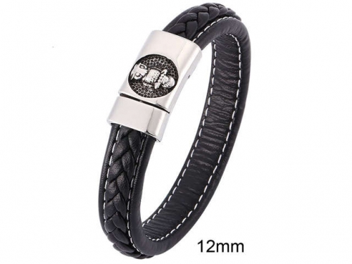 BC Jewelry Wholesale Leather And Stainless Steel Bracelet Jewelry NO.#SJ13B1006