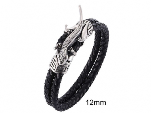 BC Jewelry Wholesale Leather And Stainless Steel Bracelet Jewelry NO.#SJ13B0899