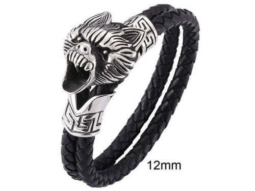 BC Jewelry Wholesale Leather And Stainless Steel Bracelet Jewelry NO.#SJ13B1043