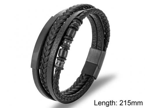 BC Jewelry Wholesale Leather And Stainless Steel Bracelet Jewelry NO.#SJ104B074