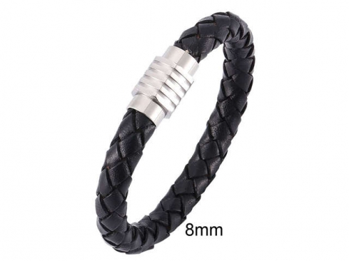 BC Jewelry Wholesale Leather And Stainless Steel Bracelet Jewelry NO.#SJ13B1129