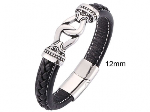 BC Jewelry Wholesale Leather And Stainless Steel Bracelet Jewelry NO.#SJ13B0933