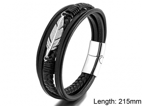 BC Jewelry Wholesale Leather And Stainless Steel Bracelet Jewelry NO.#SJ104B032