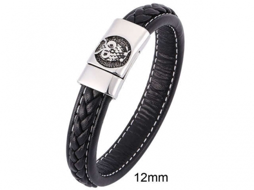 BC Jewelry Wholesale Leather And Stainless Steel Bracelet Jewelry NO.#SJ13B1007