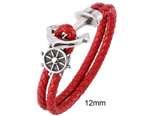 BC Jewelry Wholesale Leather And Stainless Steel Bracelet Jewelry NO.#SJ13B1055