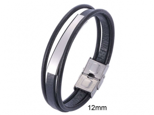 BC Jewelry Wholesale Leather And Stainless Steel Bracelet Jewelry NO.#SJ13B0726