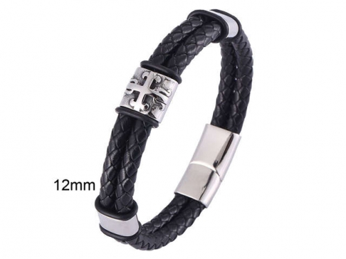 BC Jewelry Wholesale Leather And Stainless Steel Bracelet Jewelry NO.#SJ13B0598