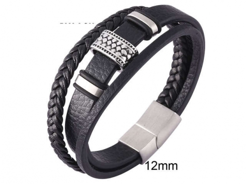 BC Jewelry Wholesale Leather And Stainless Steel Bracelet Jewelry NO.#SJ13B0969