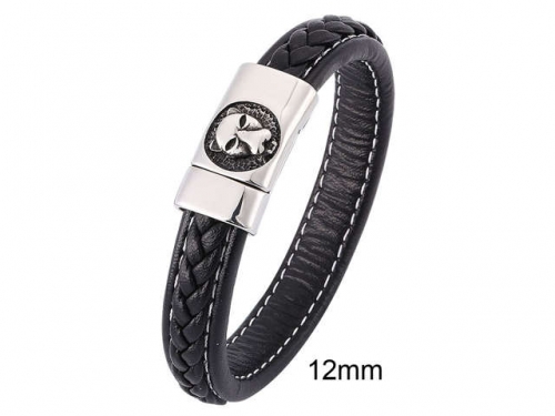 BC Jewelry Wholesale Leather And Stainless Steel Bracelet Jewelry NO.#SJ13B1002